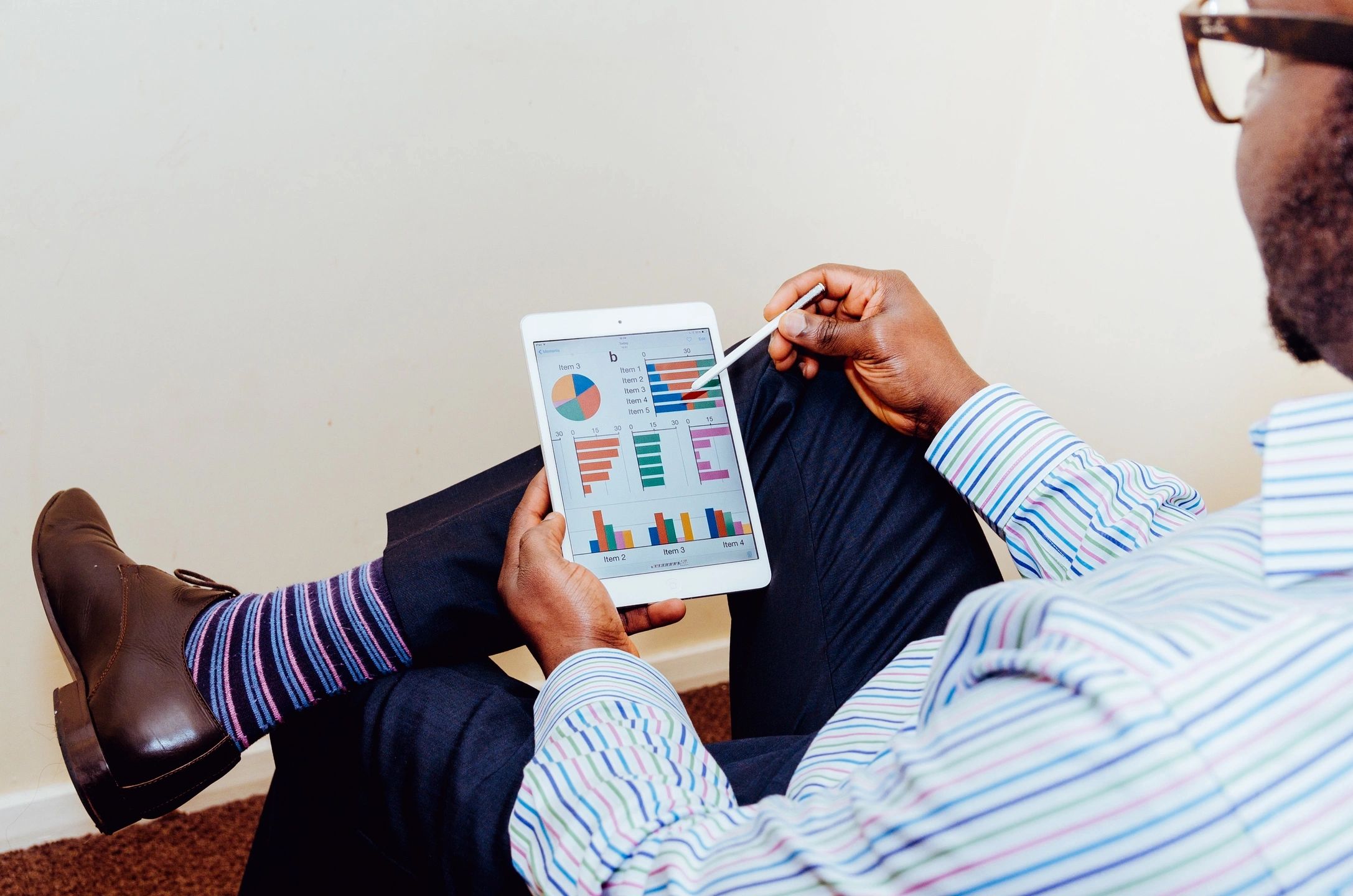 Business professional reviewing analytics